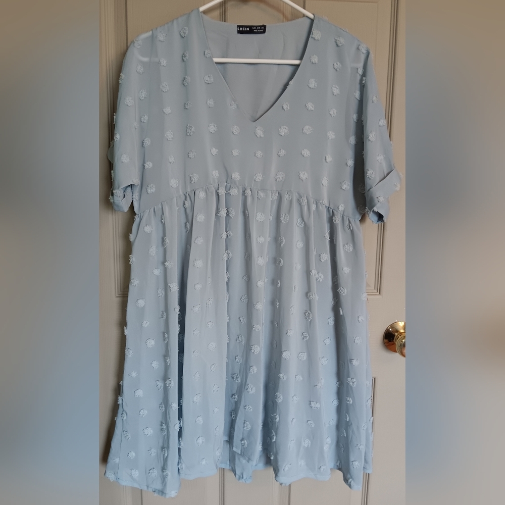 Shein Textured Polka Dot Babydoll Dress - Size Small (4)